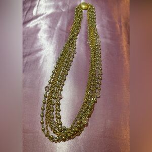 Vintage Multilayer Gold Tone Faux Pearl  Necklace 24”